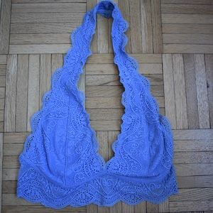 Light blue bralette halter top.